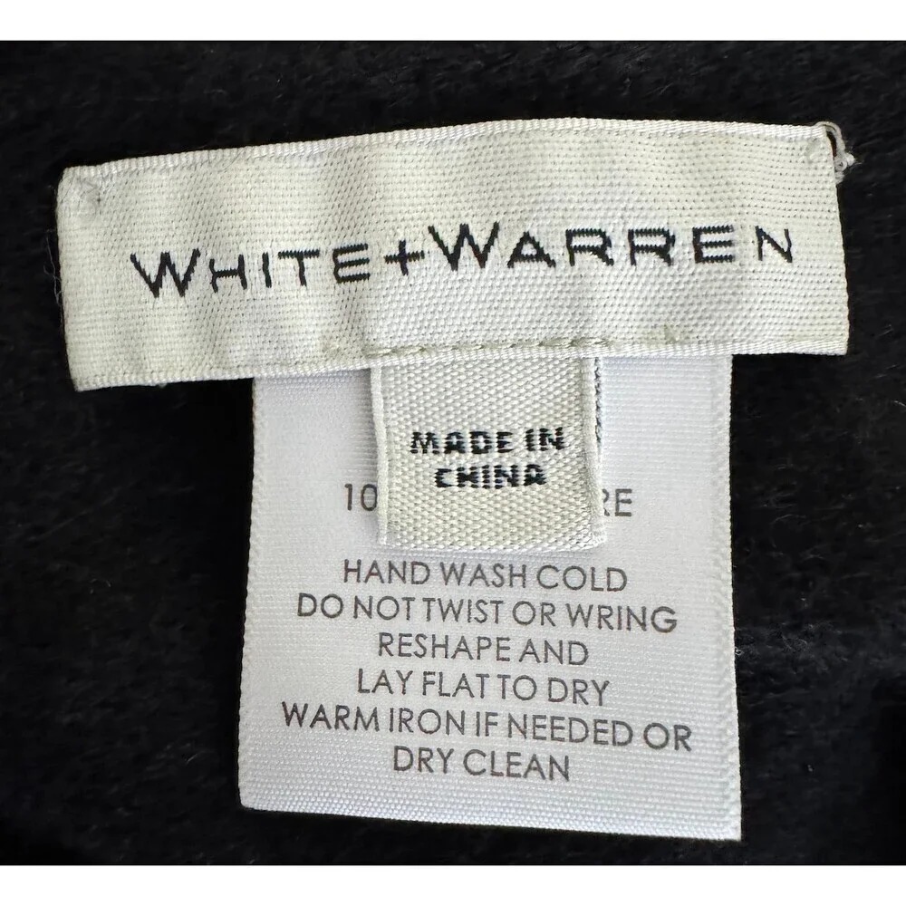 White + Warren Cashmere Two-Way Split travel Scarf Black Fringe Wrap
